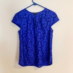 J.crew cobalt blue lace flower top